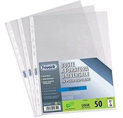 Favorit Punced Pockets Open on Two Sides foglio di protezione A4 Polipropilene (PP) 50 pz
