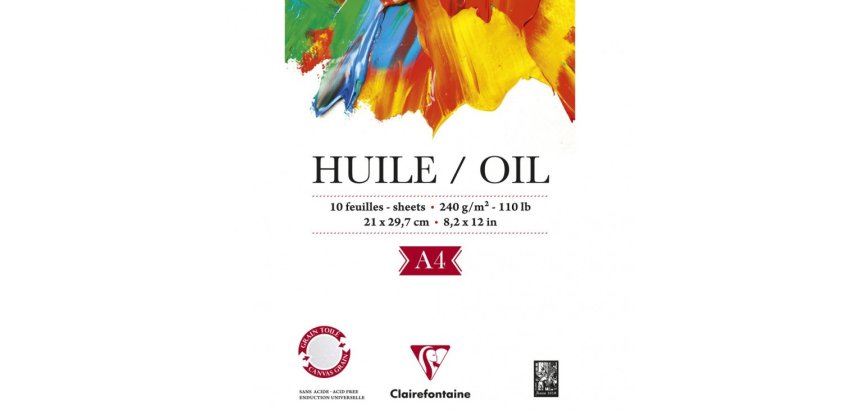 Papier Huile bloc collé 1 côté 10F A4 240g