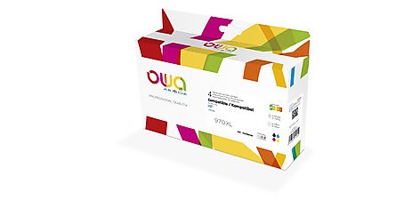 Pack de 4 cartouches d'encre remanufacturées OWA - haute capacité - Noir Cyan Magenta Jaune - pour HP 970XL B, 971XL C, 971XL M, 971XL Y