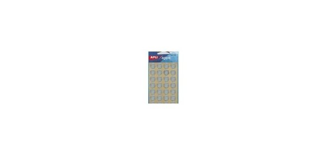 Pastille adhésive apli agipa diamètre 15mm permanente coloris argent pochette 112 unités