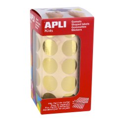 Gommette métallisée apli agipa ronde diamètre 20mm coloris or rouleau 1770 unités