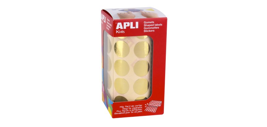 Gommette métallisée apli agipa ronde diamètre 20mm coloris or rouleau 1770 unités