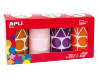 Gommette géante apli agipa géométrique 4 coloris assortis violet marron rose orange pack 4 rouleaux 5428 unités
