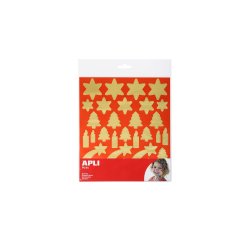Gommette noël apli agipa coloris or fond rouge pochette 68 unités