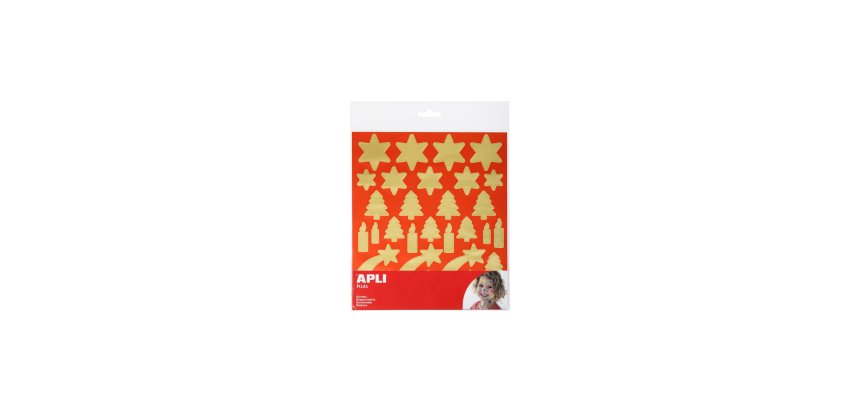 Gommette noël apli agipa coloris or fond rouge pochette 68 unités