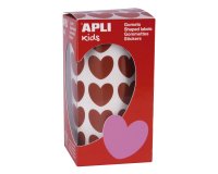 Gommette apli kids motif coeur 20x18mm coloris rouge rouleau 30 feuilles boîte 900 unités
