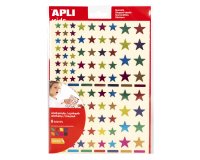 Pochette apli 6 feuilles de gommettes etoile couleur      metallisees assorties