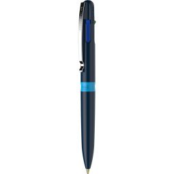 Stylo 4 couleurs, rechargeable corps bleu