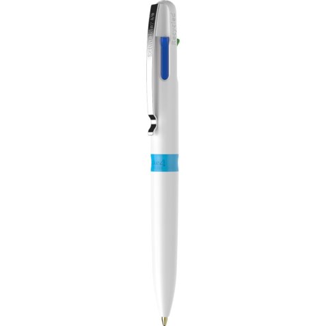 Stylo 4 couleurs, rechargeable corps blanc