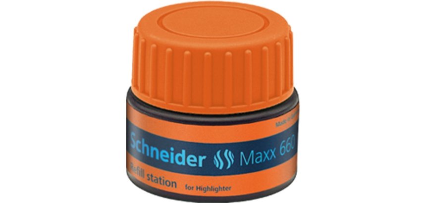 Recharge schneider maxx 660 surligneur job automatique    30ml coloris orange