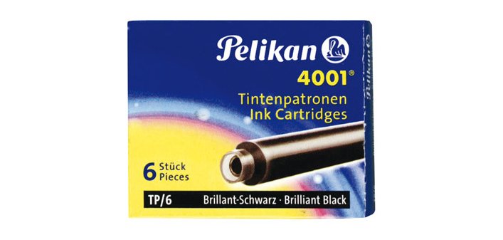 Cartouche pelikan courte standard noir étui 6 unités