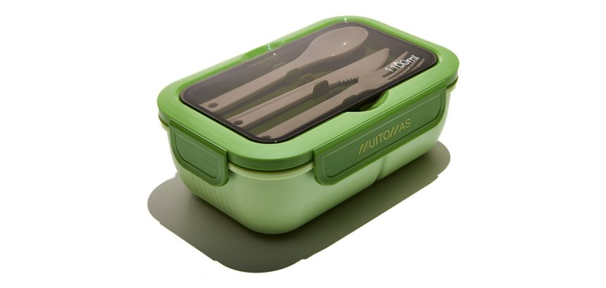 Muitomas LUNCHBOXSGN contenitore portapranzo Contenitore per il pranzo 1,1 L Plastica Nero, Verde 1 pz