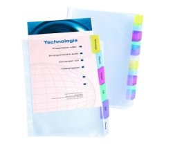 Pochettes a onglets personnalisables A4+ 12 positions polypro 8/100ème incolore