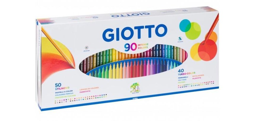 F.I.L.A. In Un'Unica Confezione 50 Pastelli Giotto Stilnovo E 40 Pennarelli Giotto Turbo Color.