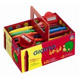 Craie coloriage giotto be-bè résistante coloris assortis coffret scolaire 40 craies 2 taille-crayons offerts