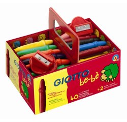 Craie coloriage giotto be-bè résistante coloris assortis coffret scolaire 40 craies 2 taille-crayons offerts