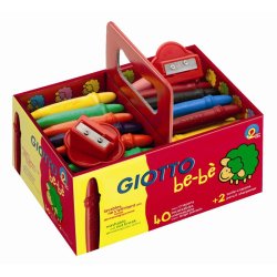 Craie coloriage giotto be-bè résistante coloris assortis coffret scolaire 40 craies 2 taille-crayons offerts