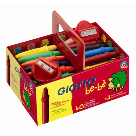 Craie coloriage giotto be-bè résistante coloris assortis coffret scolaire 40 craies 2 taille-crayons offerts