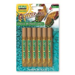 Lebez Blister 6 Tubetti Da 10,5Ml Colla Glitter Color Oro