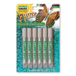 Lebez Blister 6 Tubetti Da 10,5Ml Colla Glitter Color Argento