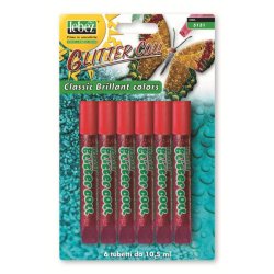 Lebez Blister 6 Tubetti Da 10,5Ml Colla Glitter Color Rosso