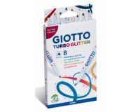 Feutre coloriage giotto turbo glitter capuchon ventilé pointe moyenne encre pailletée base eau coloris assortis étui 8u