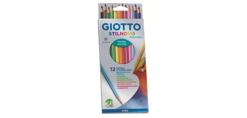 Crayon couleur giotto stilnovo aquarellable hexagonal 6.8mm mine 3.3mm coloris vifs intenses étui 12 unités
