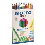 Etui de 12 crayons de couleur hexagonaux Méga assortis diamètre 5 mm