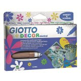 Feutre coloriage giotto décor métal pointe bloquée 4 mm inodore encre base eau coloris assortis étui 5 unités