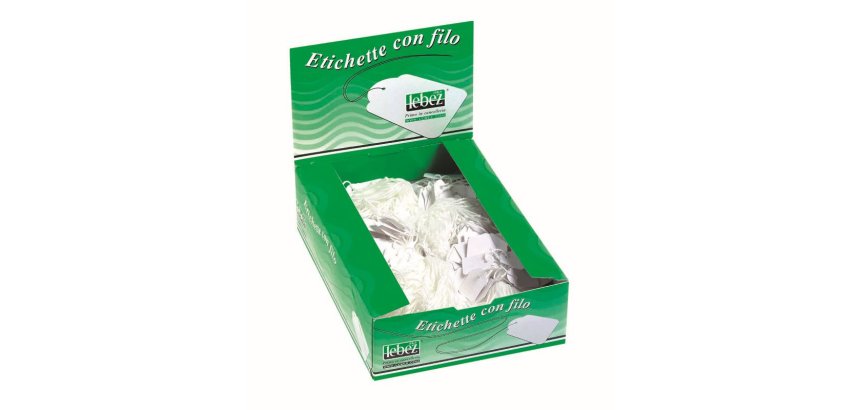 Etichette con filo A383 - 7 x 19 mm - bianco - Lebez - conf. 1000 pezzi