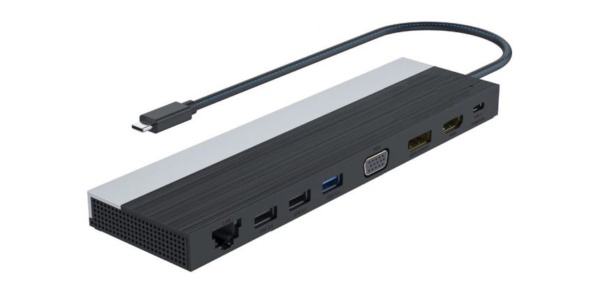 DLH Station d'accueil USB-C 4K triple affichage (DP / HDMI / VGA)