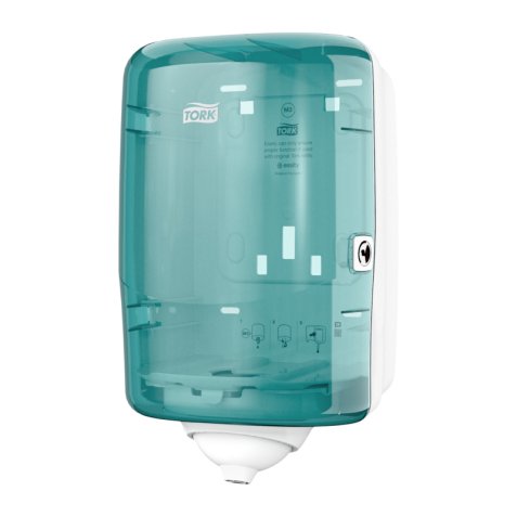 Distributeur Mini Reflex M3 Bleu turquoise, à dévidage central - Dimensions : L19 x H32 x P21 cm