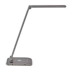 Lampe de bureau MaulStella Qi, led intégrées, 4 intensités, 3 niveaux températures, USB, gris foncé
