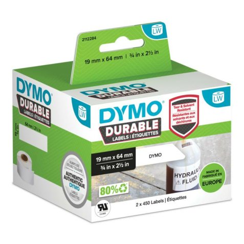 DYMO Etiquette pré-dimensionnée résistante, 19 x 64 mm