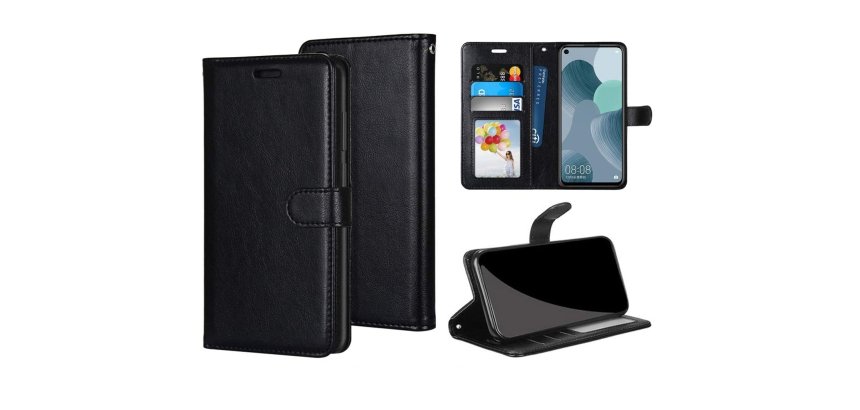 DLH Etui folio noir porte cartes avec rabat pour Samsung Galaxy A21s