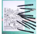 Feutre technique uniball pointes calibrees 1,0mm encre noir trace net et precis