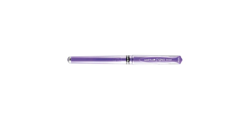 Stylo encre gel Signo Broad avec grip et capuchon. Pointe large 1mm. Couleur violet métal