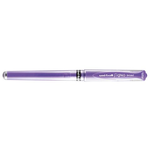 Stylo encre gel Signo Broad avec grip et capuchon. Pointe large 1mm. Couleur violet métal