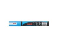 Marqueur uniball craie chalk pointe fine 2/3mm idéal ardoises vitrines résiste pluie couleur lumineuse bleu clair