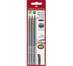 Faber-Castell 3 Matite Grip con Gomma Grigia