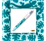 Stylo-bille bic 4 couleurs classiques pointe moyenne 1mm retractable rechargeable      corps effet velours coffret 3