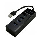 MCL 4 ports USB 3.0 hub - Black USB 3.2 Gen 1 (3.1 Gen 1) Type-A 5000 Mbit/s Noir