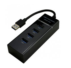 MCL 4 ports USB 3.0 hub - Black USB 3.2 Gen 1 (3.1 Gen 1) Type-A 5000 Mbit/s Noir