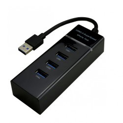 MCL 4 ports USB 3.0 hub - Black USB 3.2 Gen 1 (3.1 Gen 1) Type-A 5000 Mbit/s Noir
