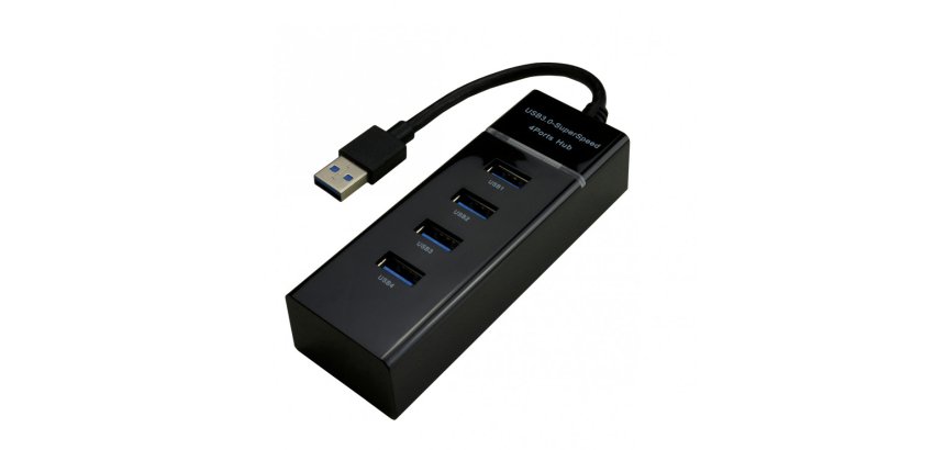 MCL 4 ports USB 3.0 hub - Black USB 3.2 Gen 1 (3.1 Gen 1) Type-A 5000 Mbit/s Noir