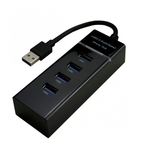 MCL 4 ports USB 3.0 hub - Black USB 3.2 Gen 1 (3.1 Gen 1) Type-A 5000 Mbit/s Noir