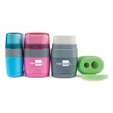 Taille-crayon liderpapel plastique réservoir gomme sans pvc 2 usages coloris assortis