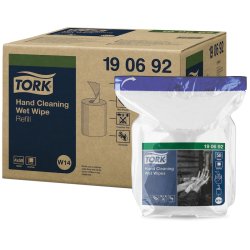 Recharge tork lingette humide w14 nettoyage mains sans      parfum blanc paquet 58        lingettes