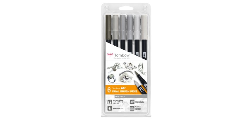 Tombow Feutre double pointe DUAL BRUSH PEN ABT, Gray Colors