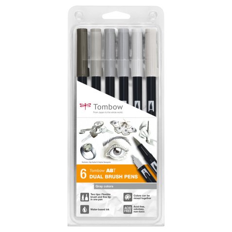 Tombow Feutre double pointe DUAL BRUSH PEN ABT, Gray Colors